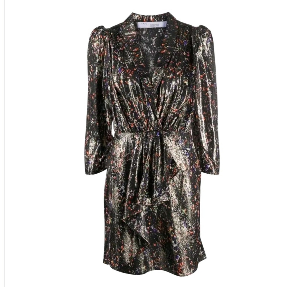 IRO Milad Mini Lurex Metallic Silk Wrap Style Dress Size 36 (4-6 US)